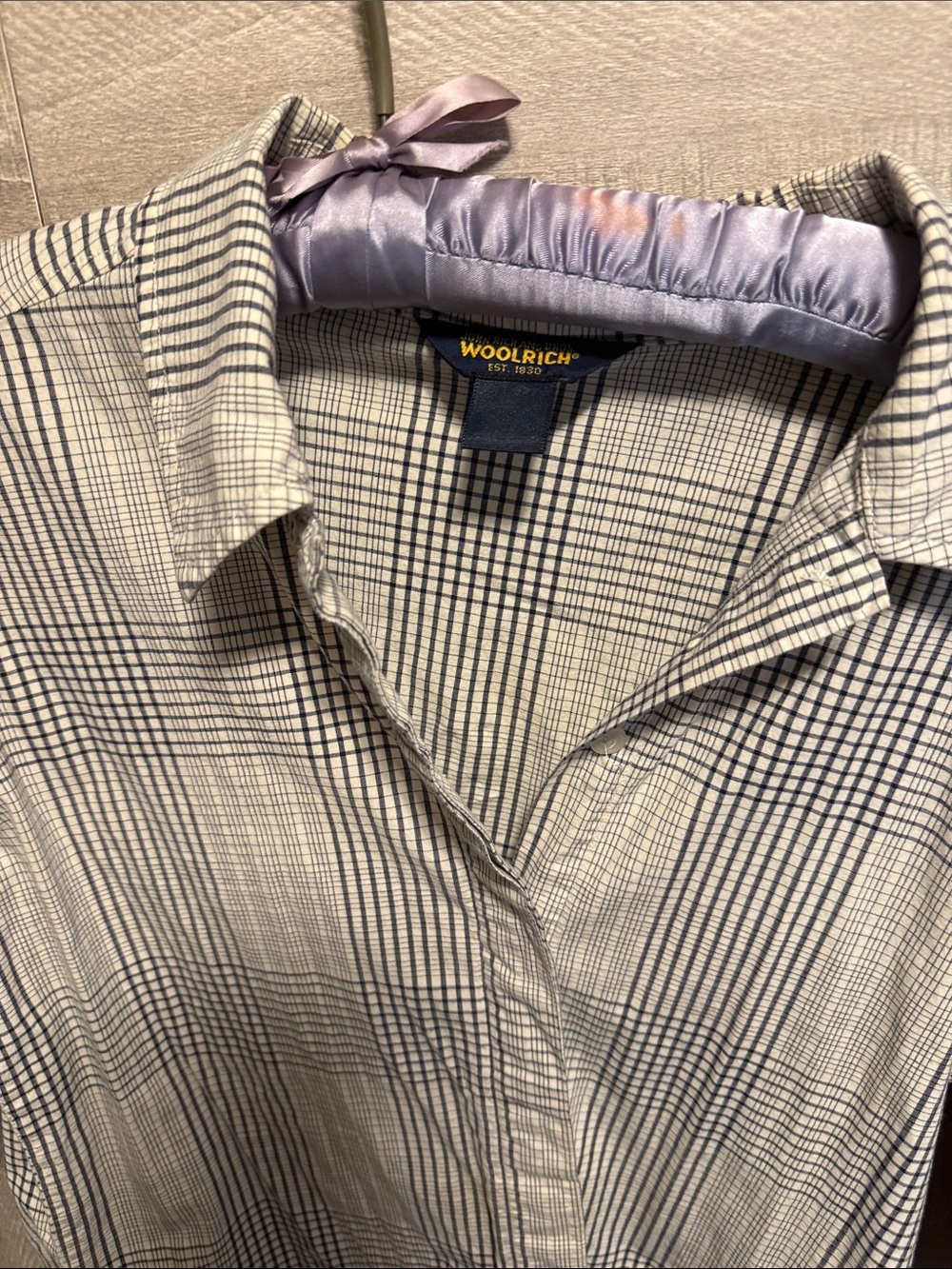 Woolrich Women’s Navy and White Plaid Button-Up Blouse